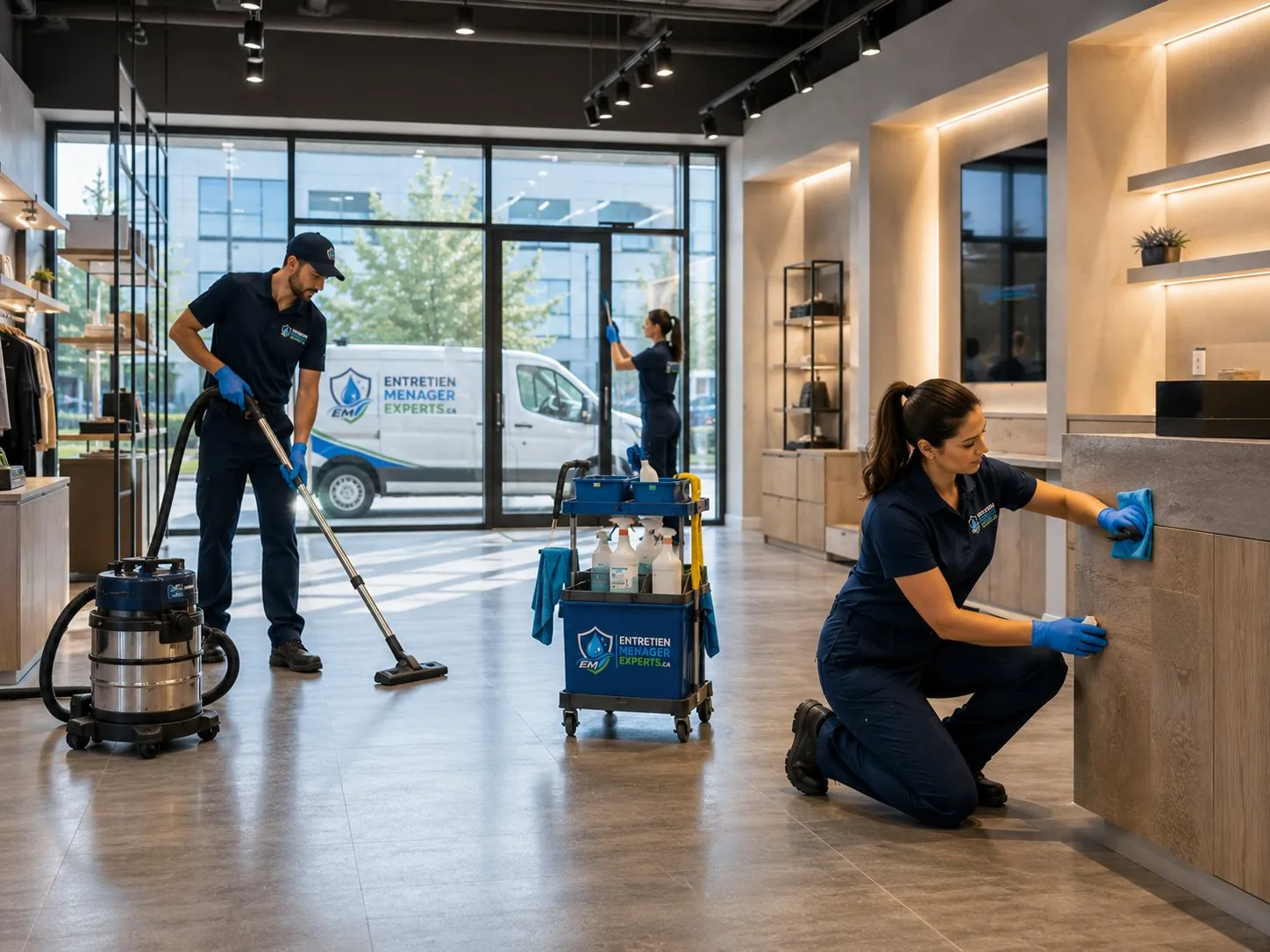 Nettoyage de plancher dans un commerce
